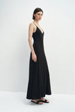 Solène V-neck Fluid Jersey Dress Black
