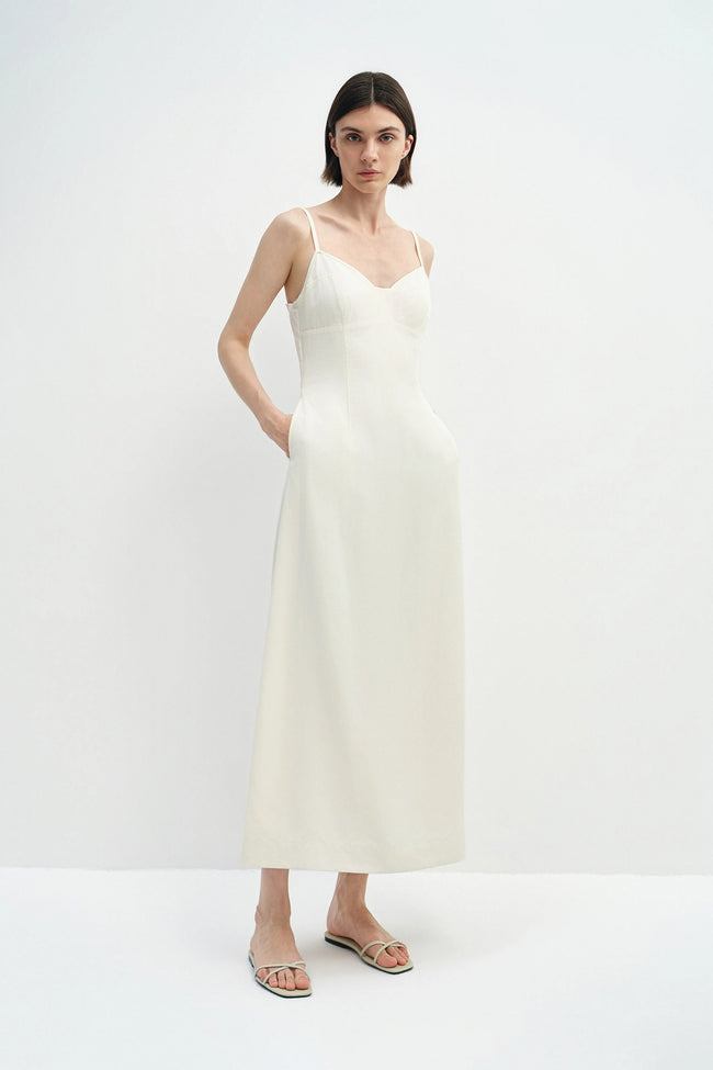 Violaine Seam Detail Dress Egret