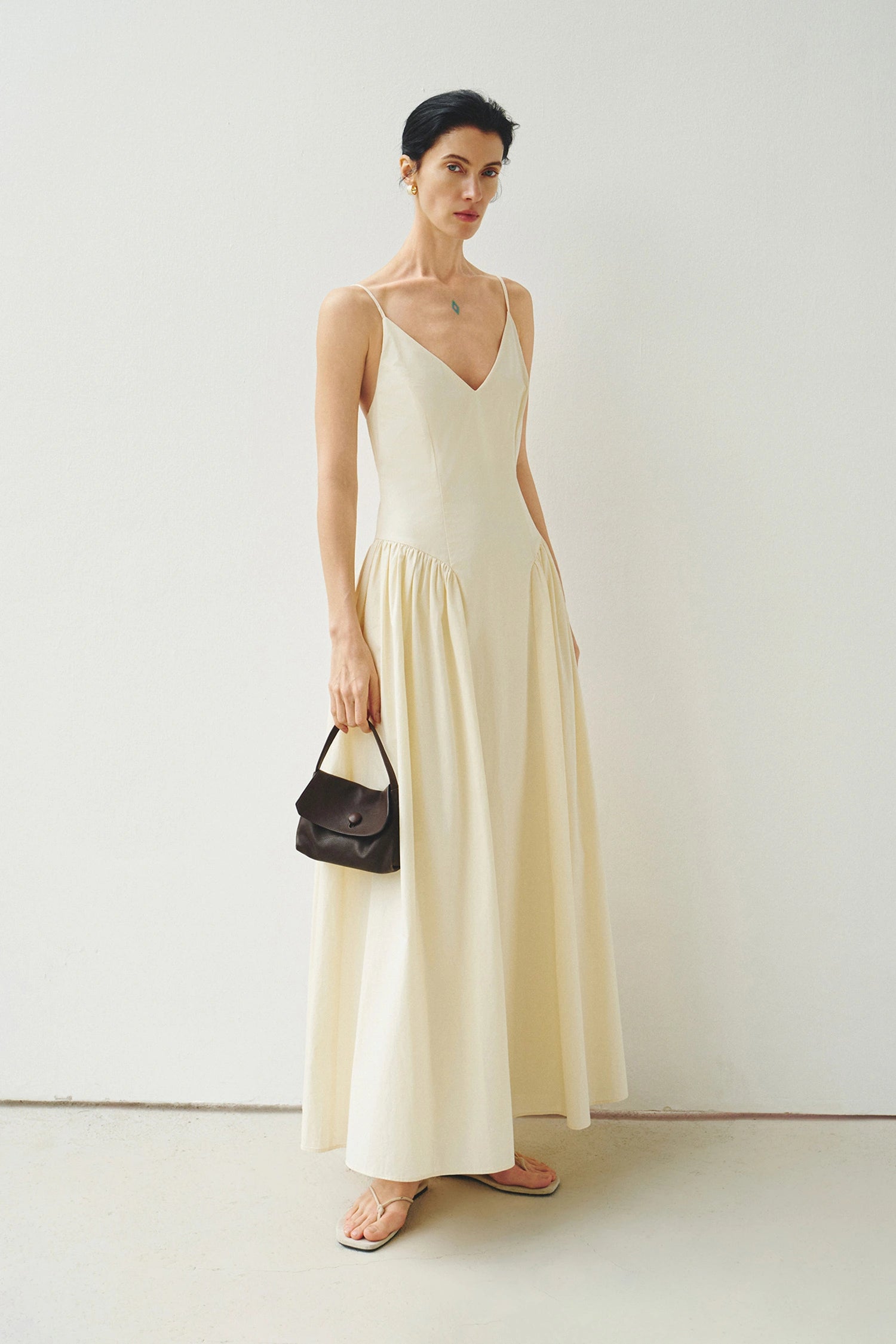 Isola Side Shirred Cami Dress Egret