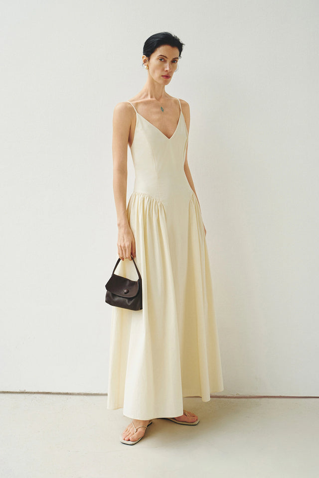 Isola Side Shirred Cami Dress Egret