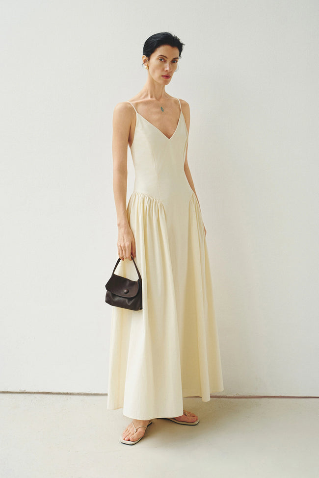 Isola Side Shirred Cami Dress Egret