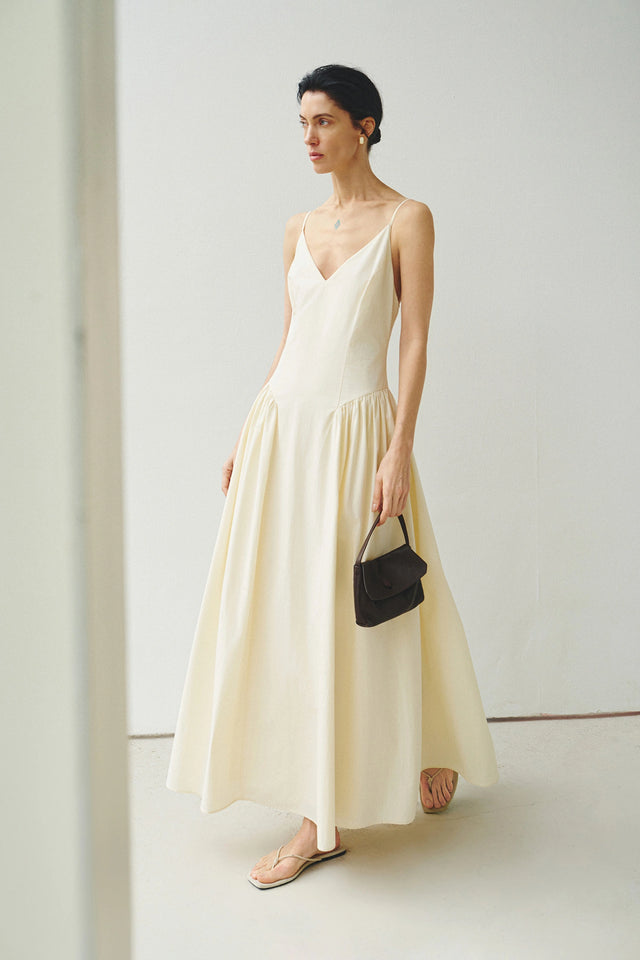 Isola Side Shirred Cami Dress Egret