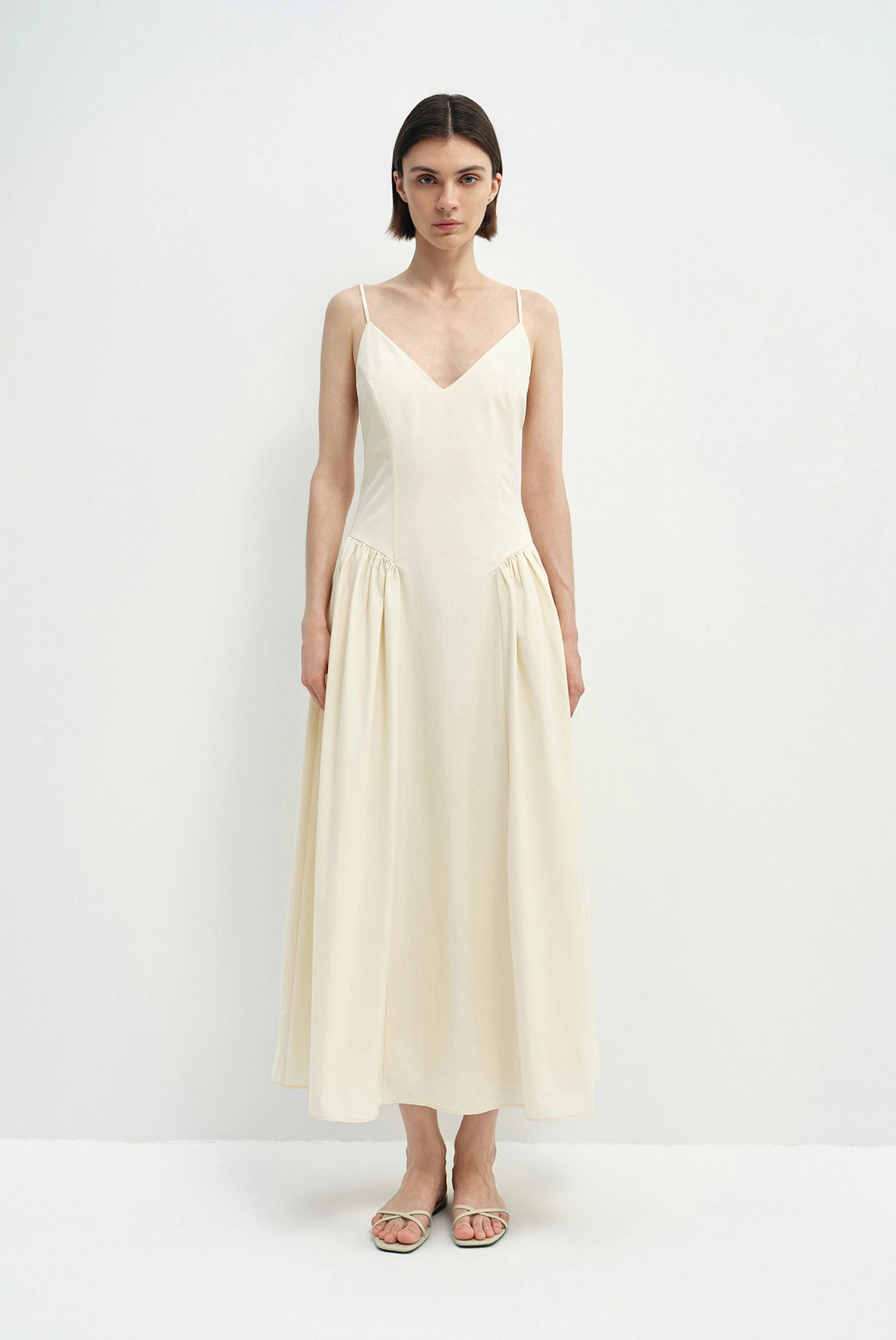 Isola Side Shirred Cami Dress Egret
