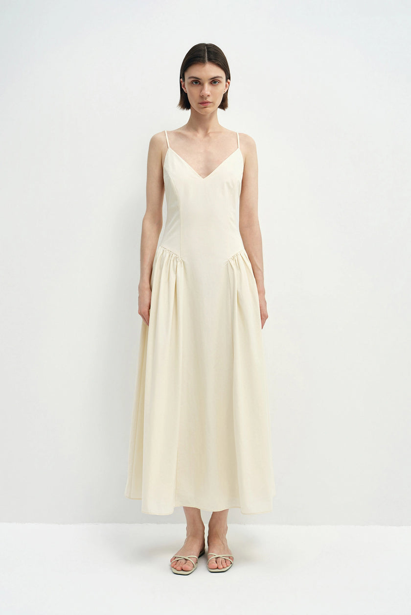 Isola Side Shirred Cami Dress Egret
