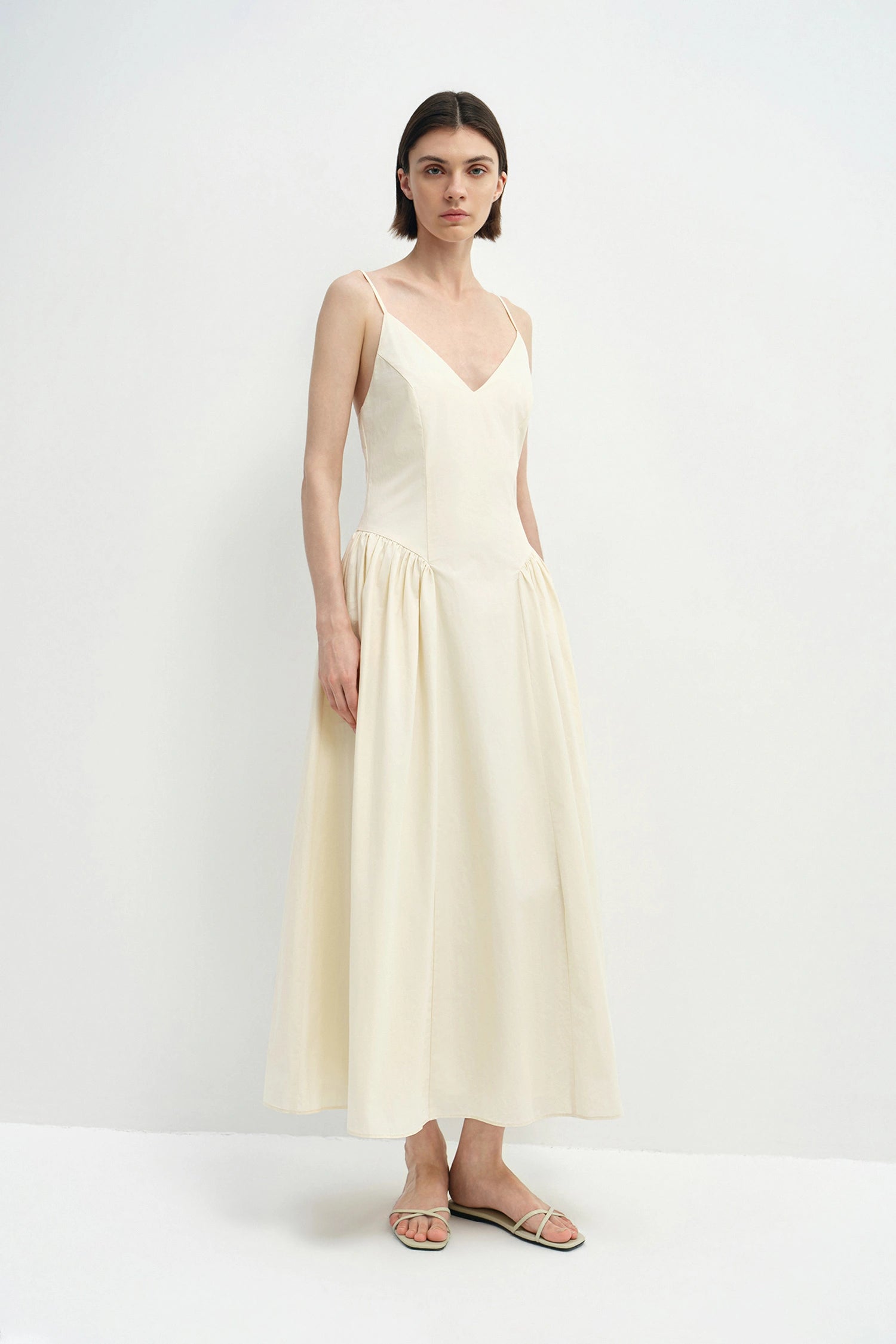 Isola Side Shirred Cami Dress Egret