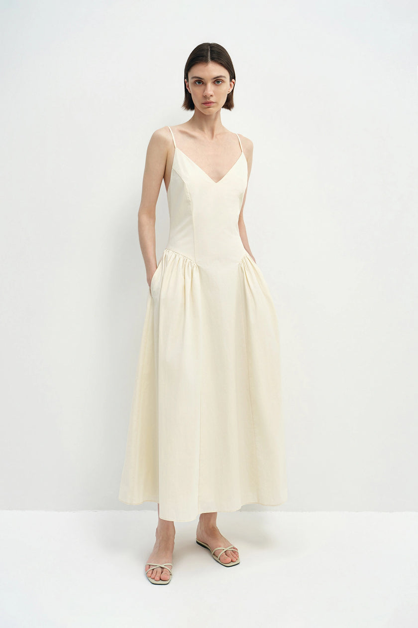 Isola Side Shirred Cami Dress Egret