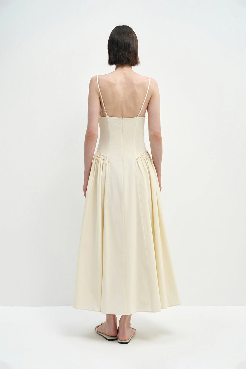 Isola Side Shirred Cami Dress Egret