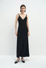 Poème Laced Strap Neck Satin Dress Black