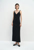Poème Laced Strap Neck Satin Dress Black