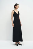 Poème Laced Strap Neck Satin Dress Black