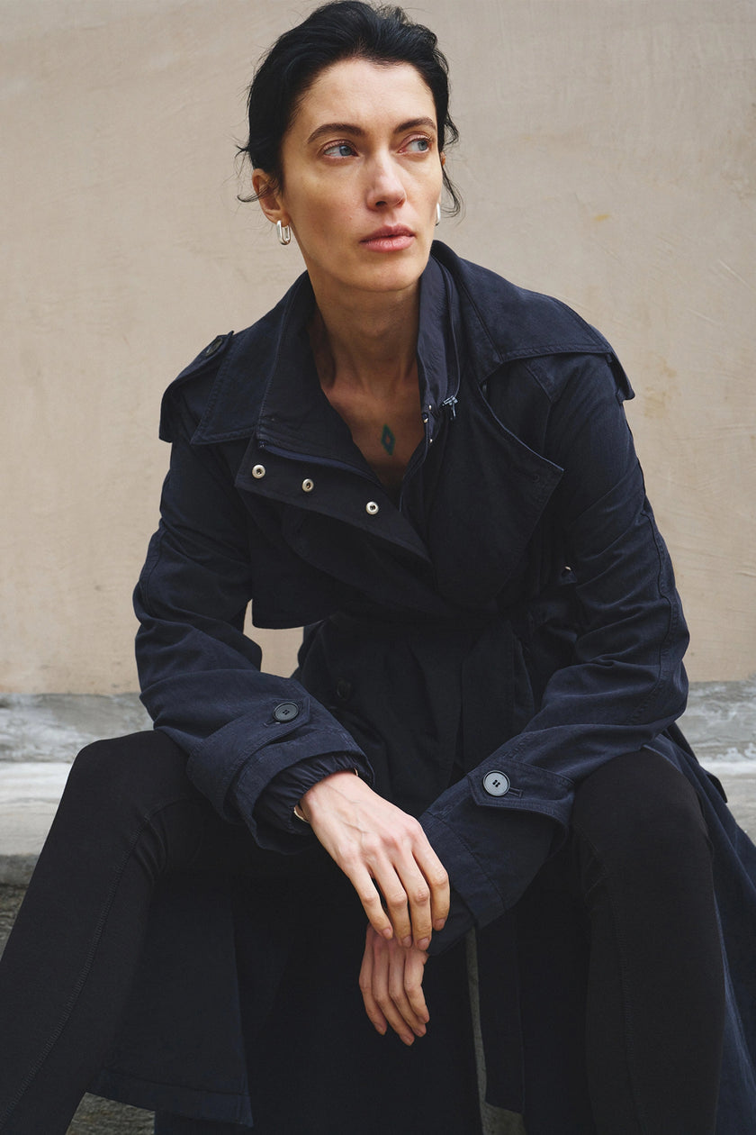 Elva Belted Trench Coat Navy