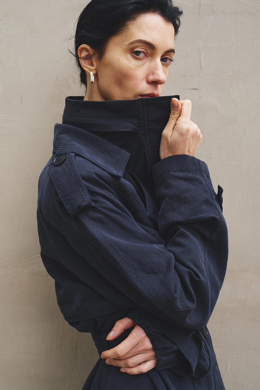 Elva Belted Trench Coat Navy