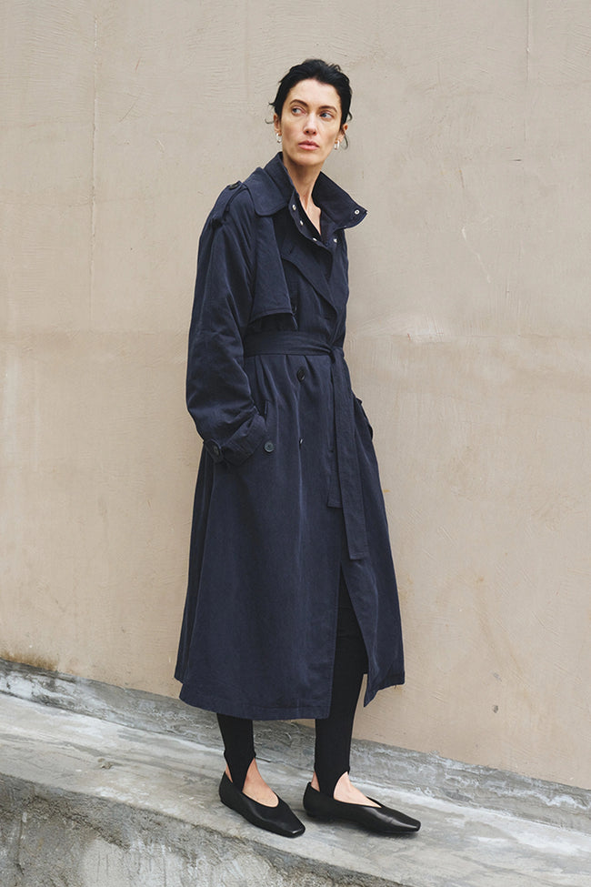 Elva Belted Trench Coat Navy