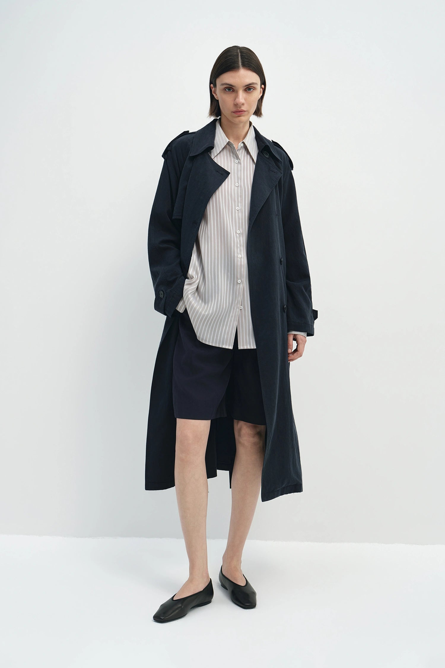 Elva Belted Trench Coat Navy
