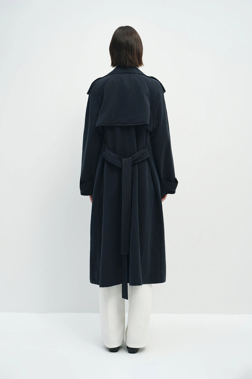 Elva Belted Trench Coat Navy