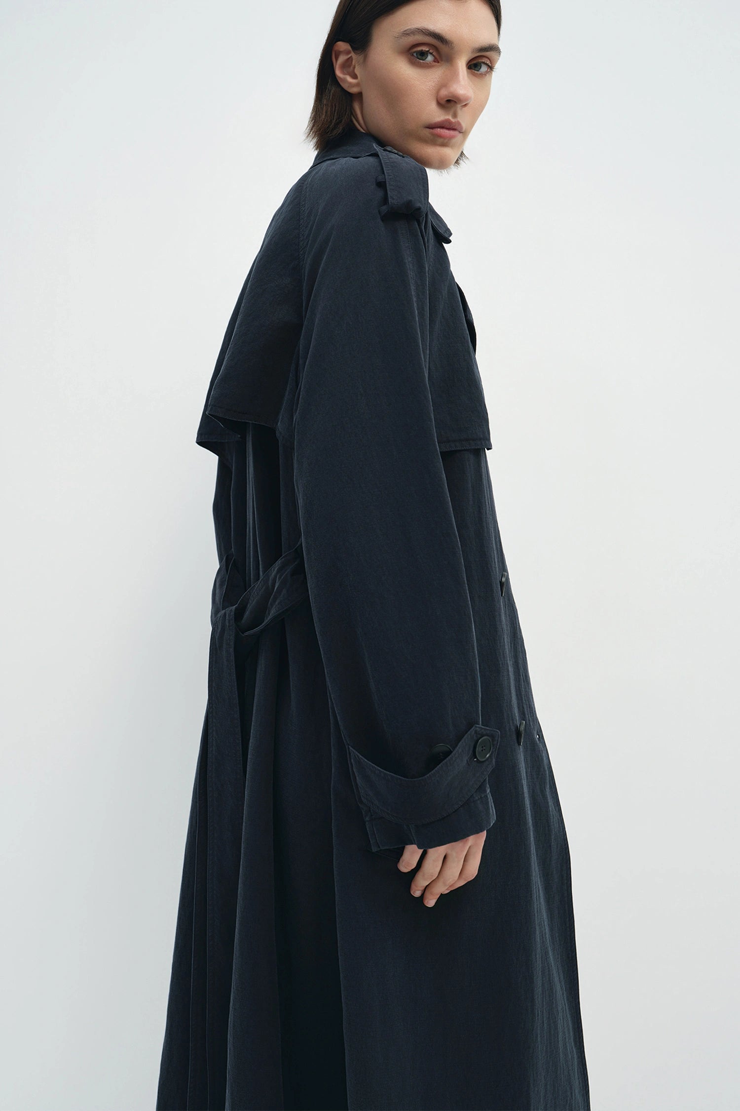 Elva Belted Trench Coat Navy