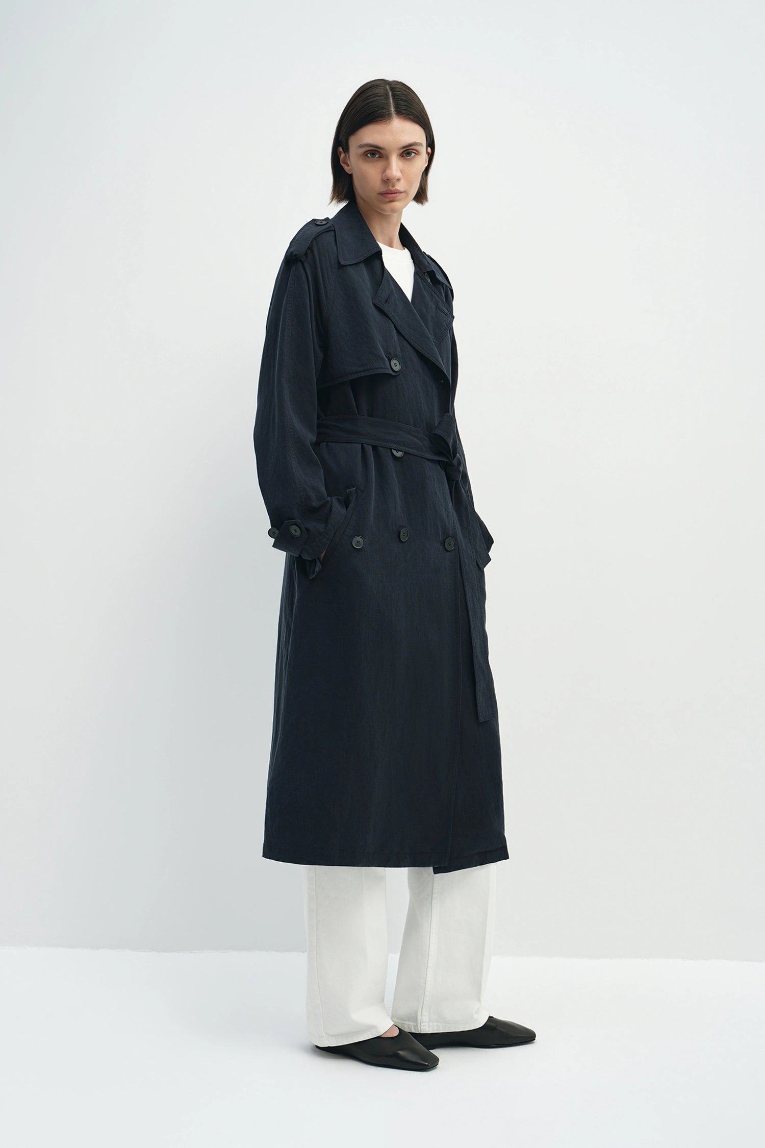 Elva Belted Trench Coat Navy