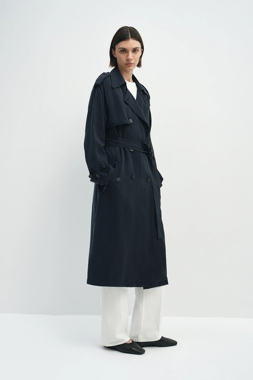 Elva Belted Trench Coat Navy
