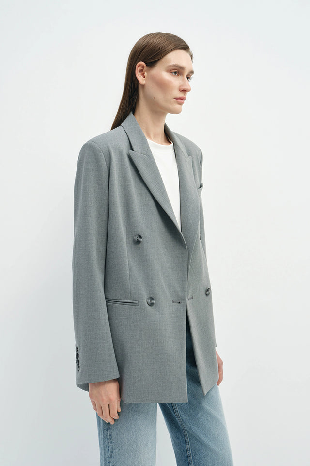 Céa Double Breasted Blazer Lt Heather Grey