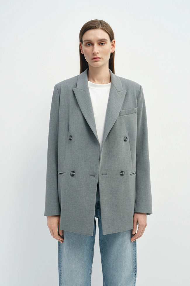 Céa Double Breasted Blazer Lt Heather Grey