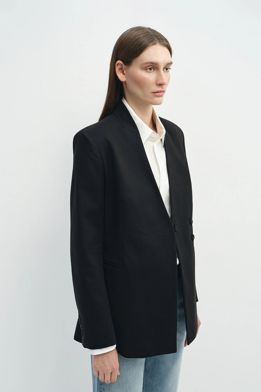 Miray Collarless Blazer Black