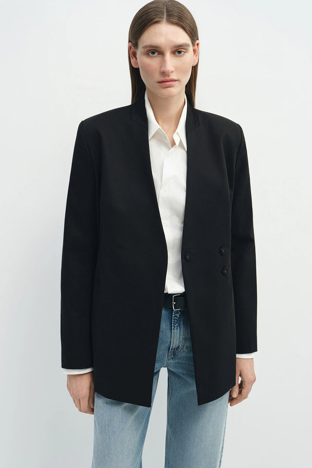 Miray Collarless Blazer Black