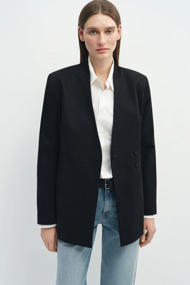 Miray Collarless Blazer Black