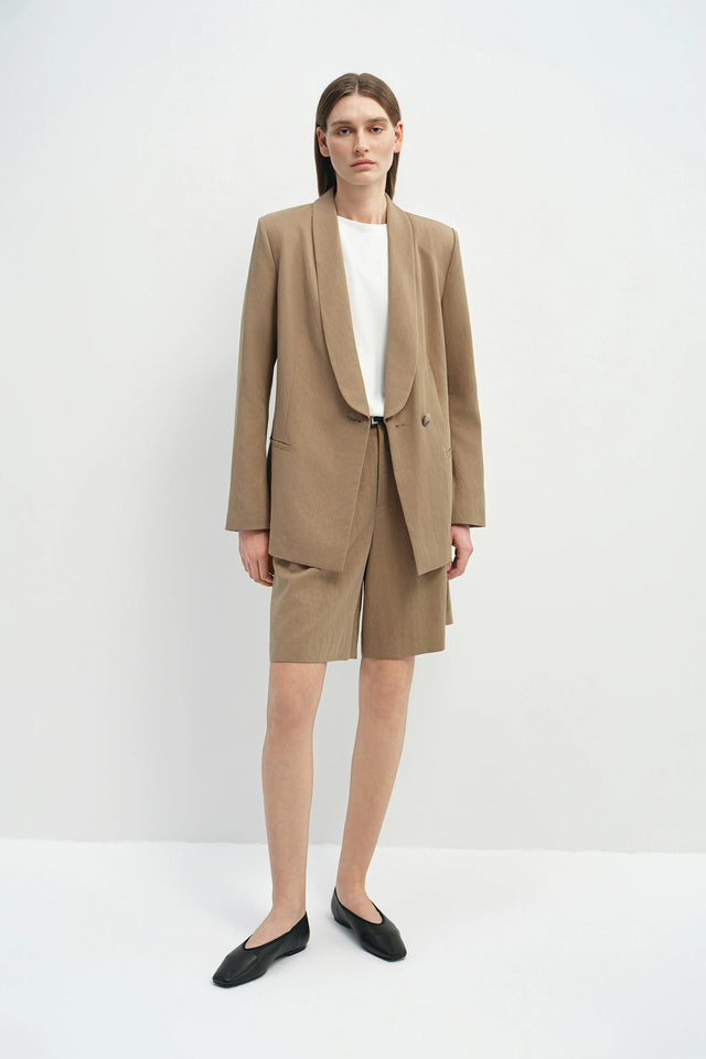 Yana Long Lapel Blazer Khaki