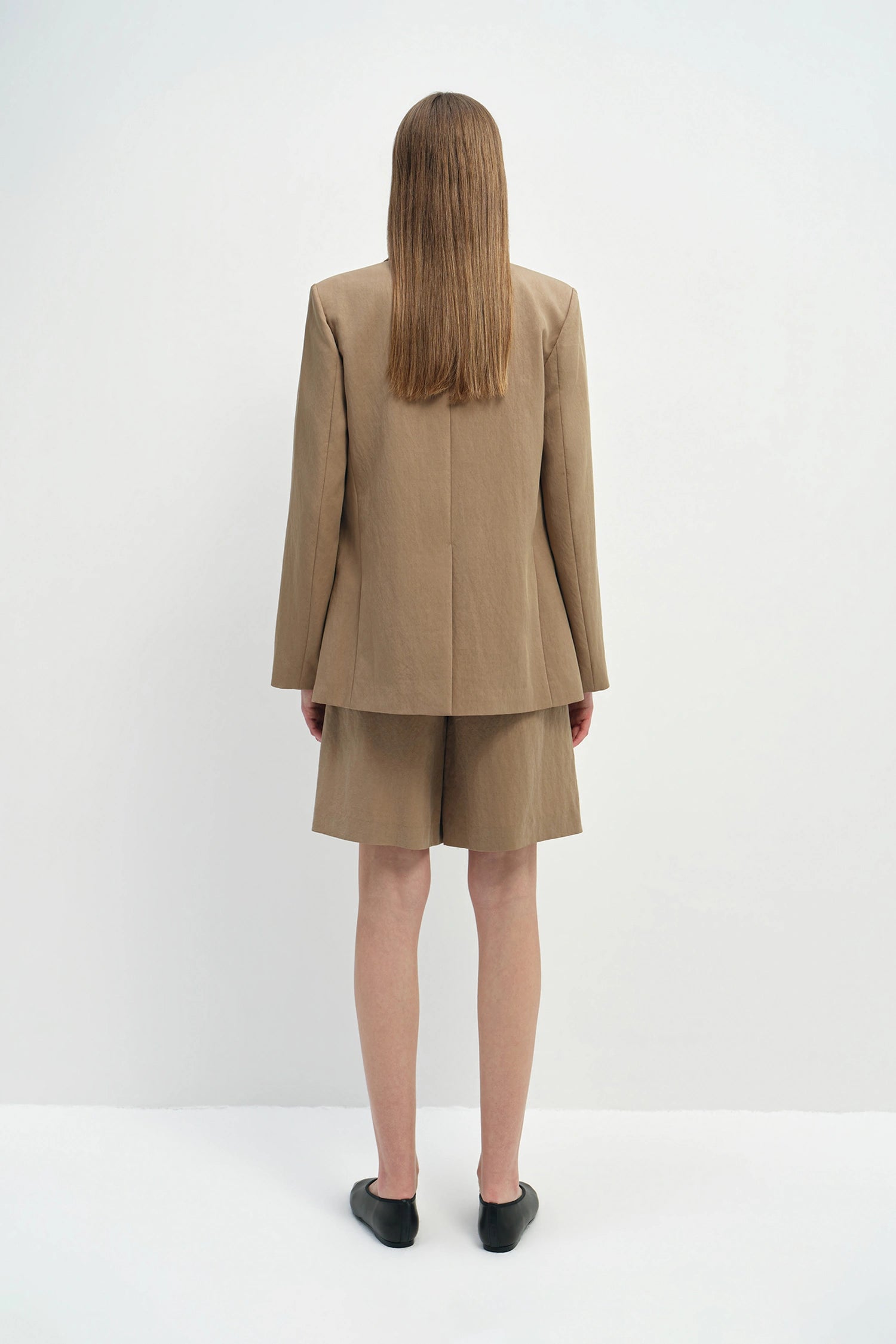 Yana Long Lapel Blazer Khaki