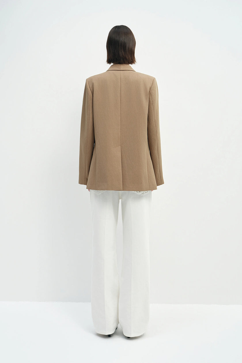 Yana Long Lapel Blazer Khaki