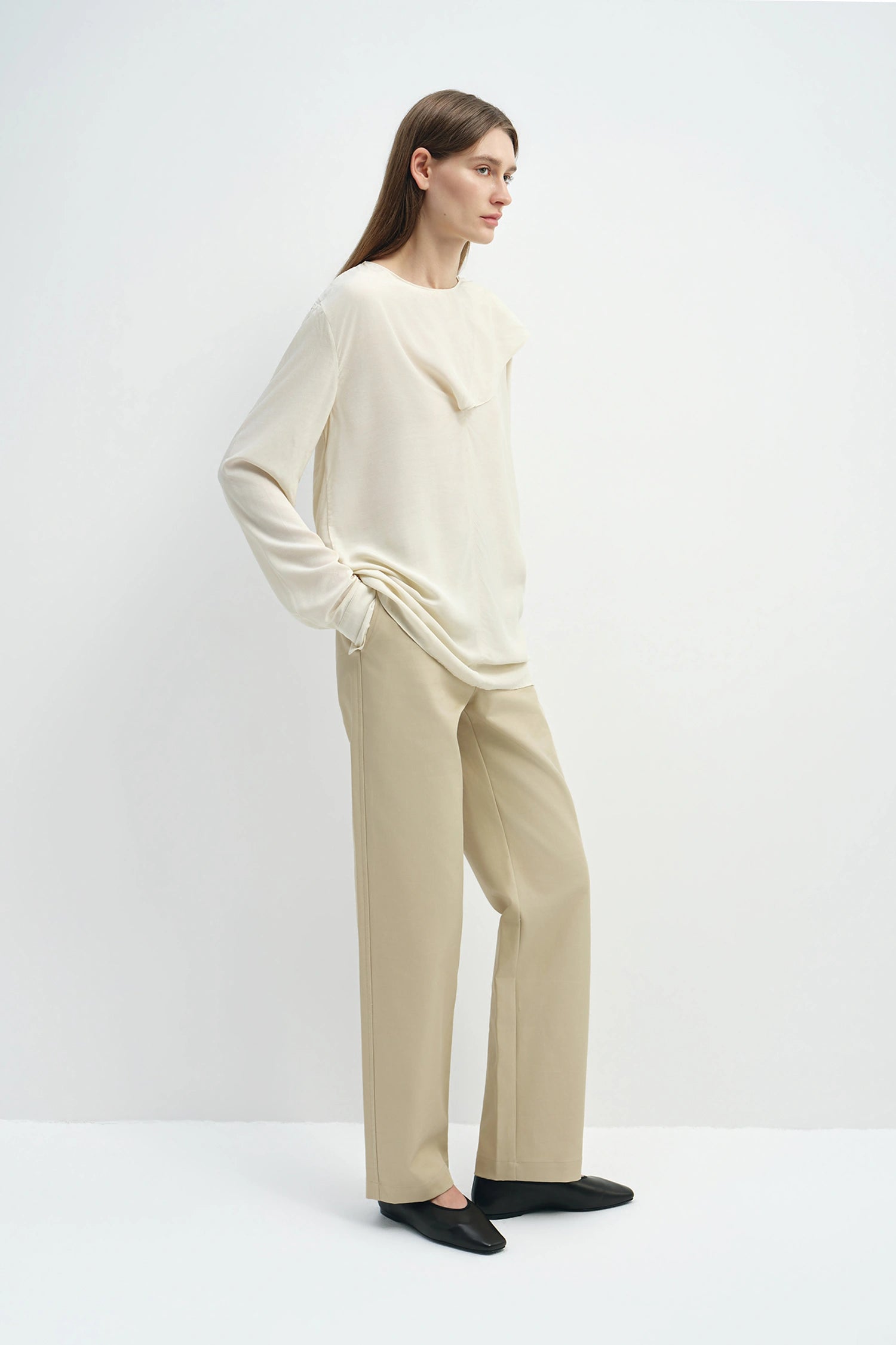 Thea Scarf Neck Top Egret