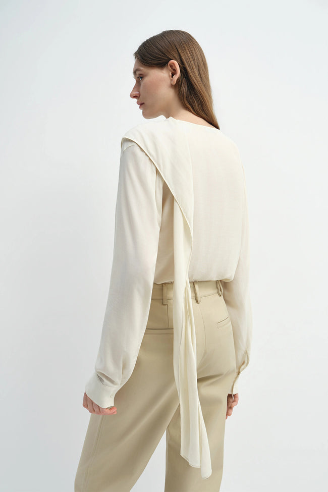 Thea Scarf Neck Top Egret