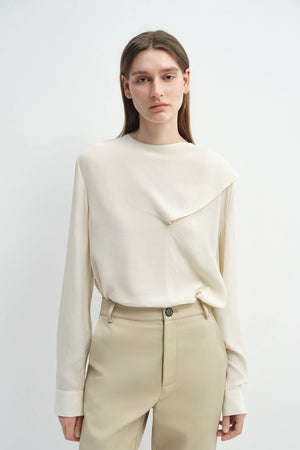 Thea Scarf Neck Top Egret
