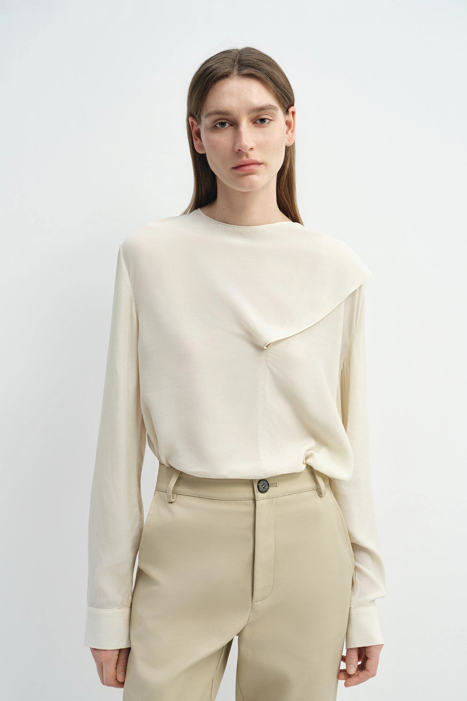 Thea Scarf Neck Top Egret