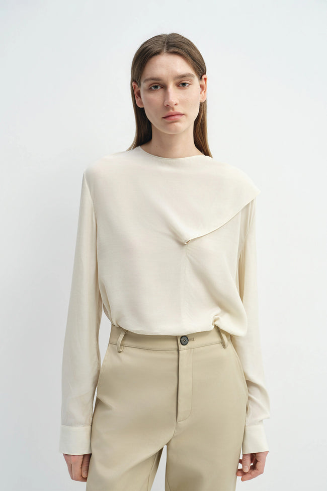 Thea Scarf Neck Top Egret