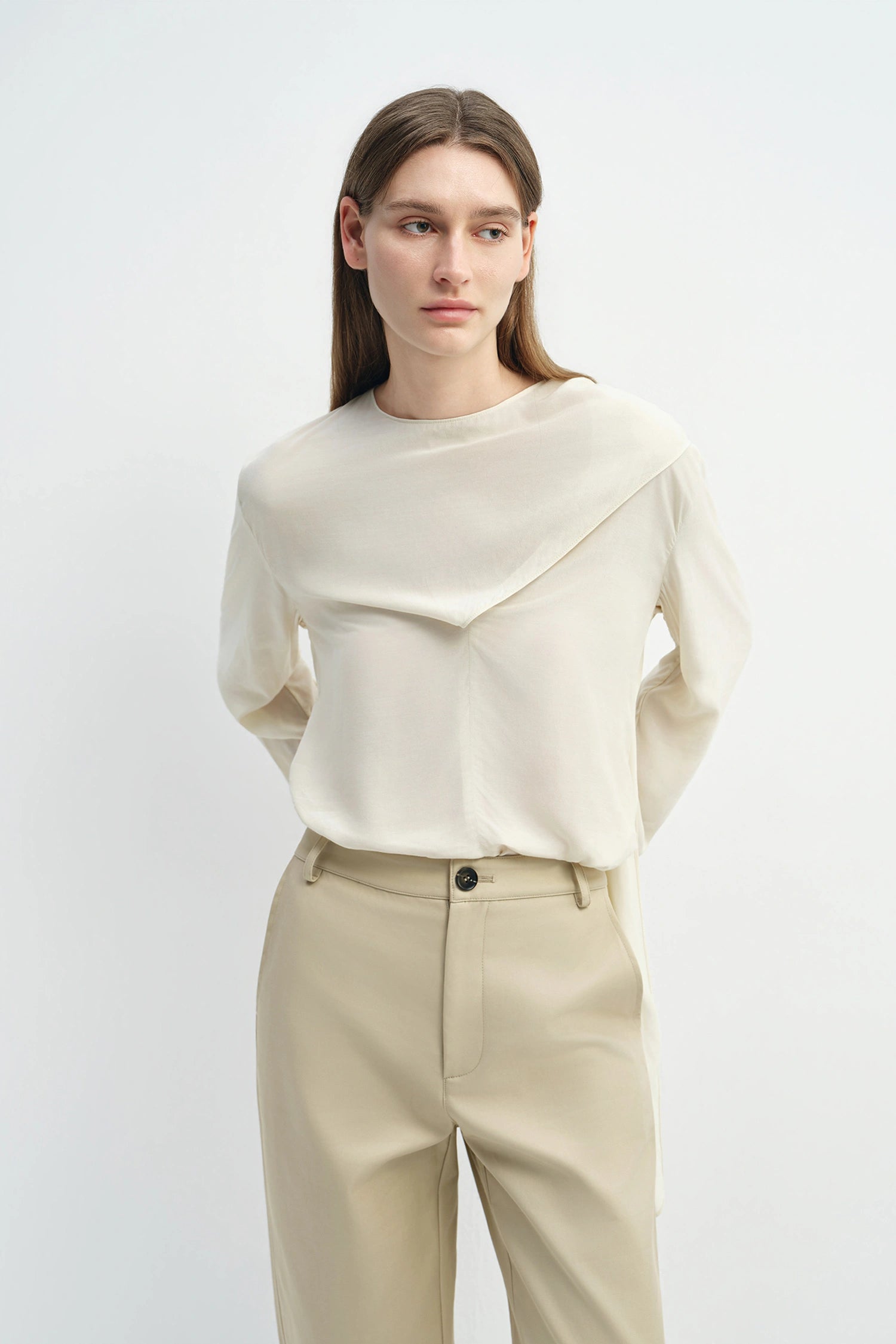 Thea Scarf Neck Top Egret
