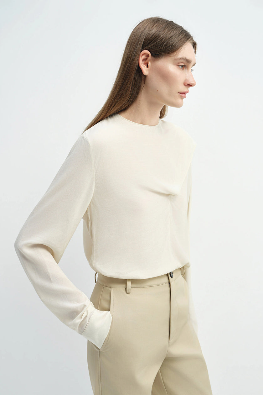 Thea Scarf Neck Top Egret