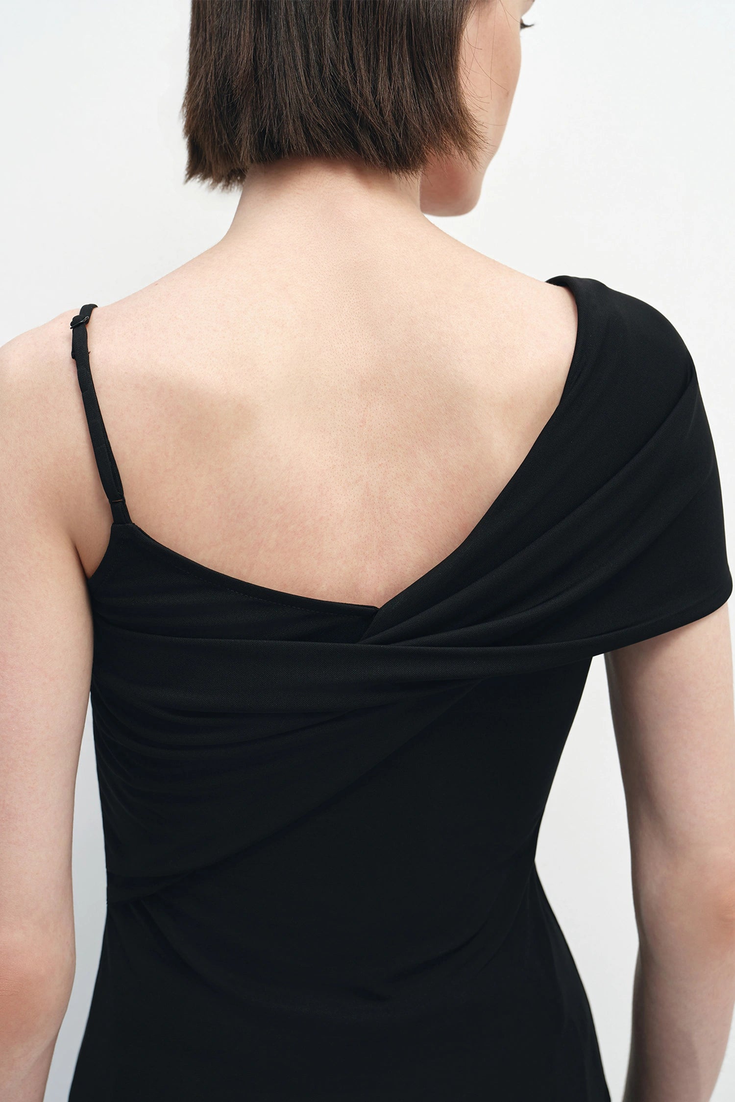 Iris Draped Shoulder Cami Top Black