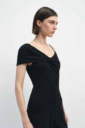 Iris Draped Shoulder Cami Top Black