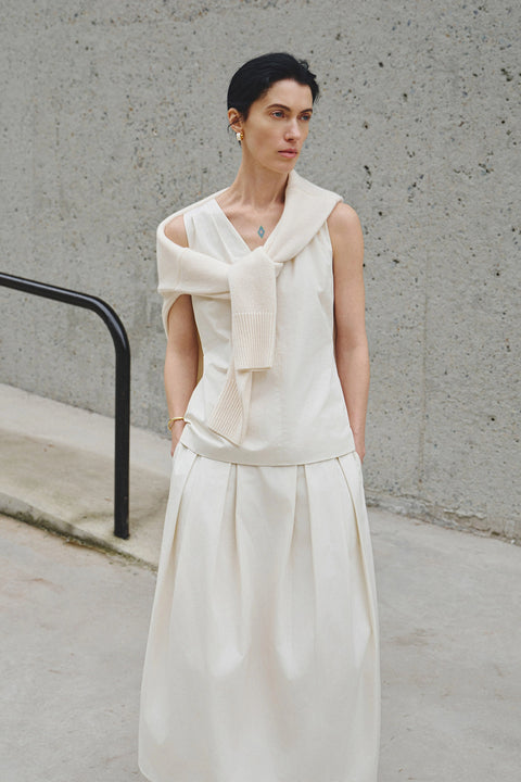 Sora V-Neck Top Egret