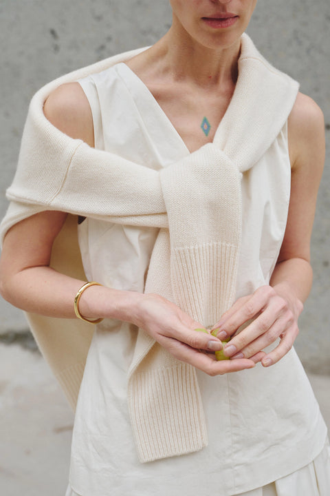 Sora V-Neck Top Egret