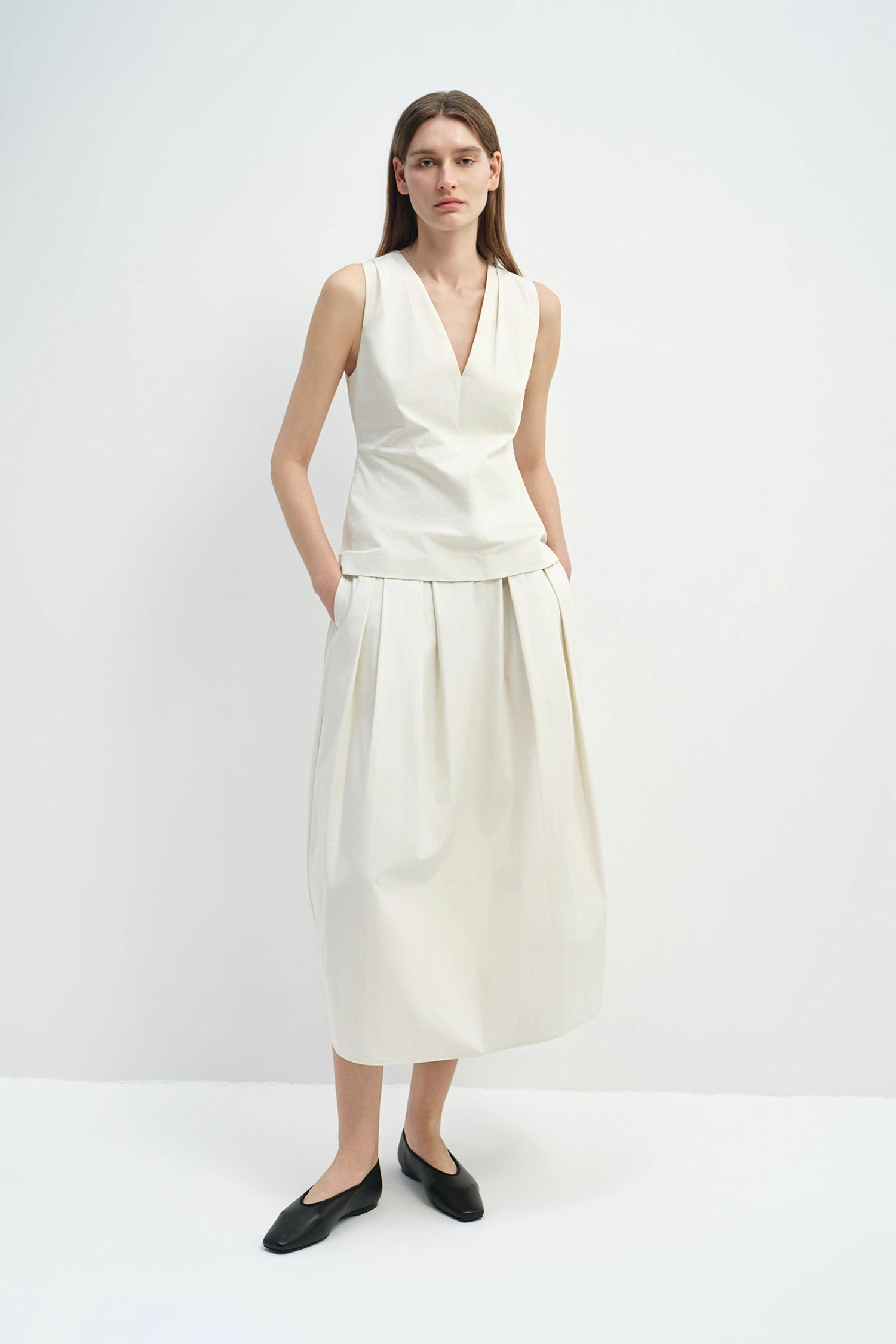 Sora V-Neck Top Egret