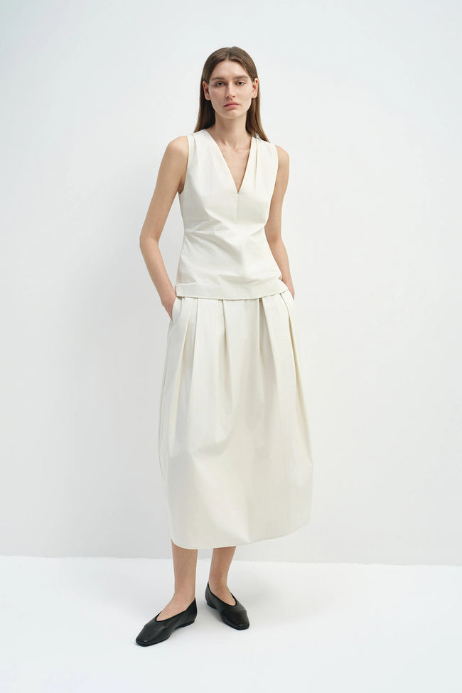 Sora V-Neck Top Egret