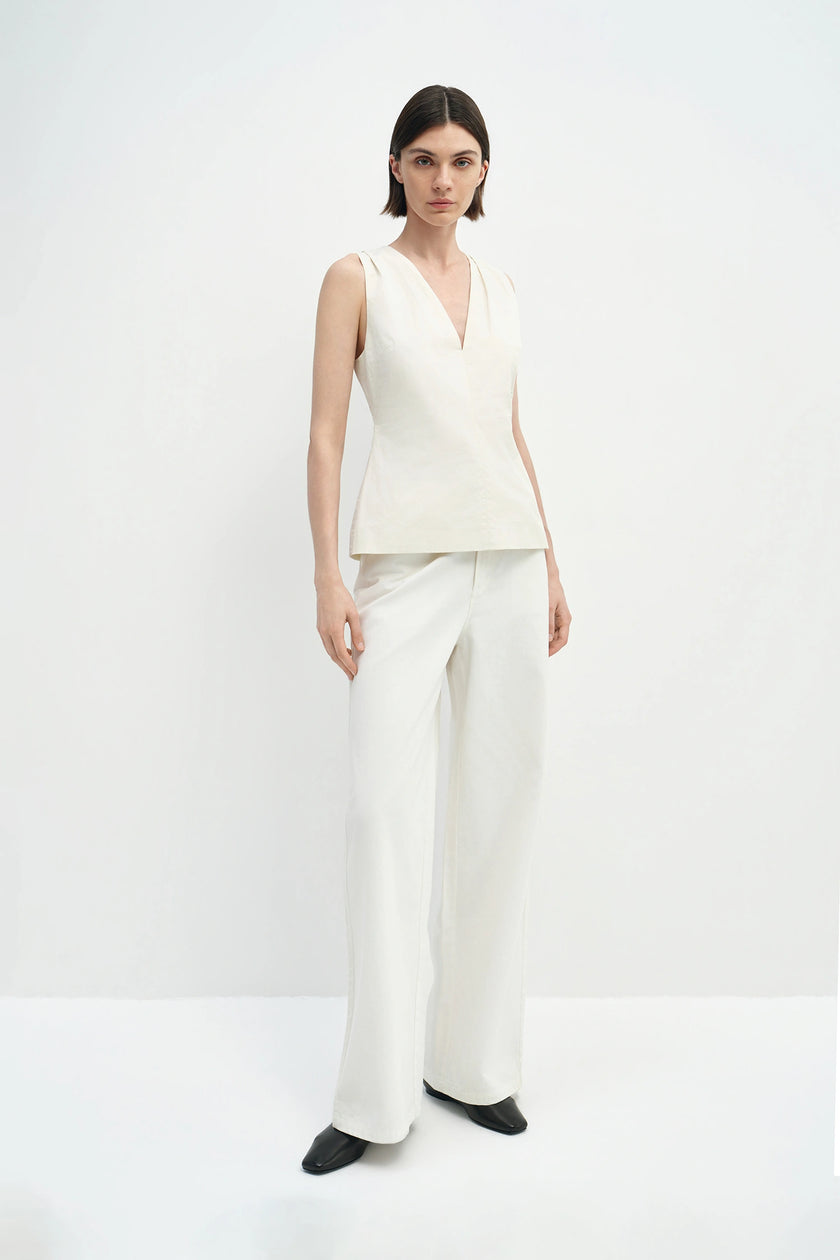 Sora V-Neck Top Egret