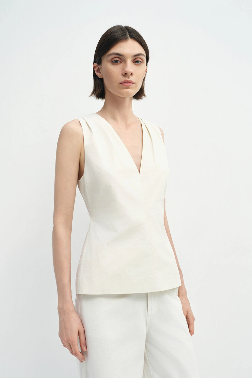 Sora V-Neck Top Egret