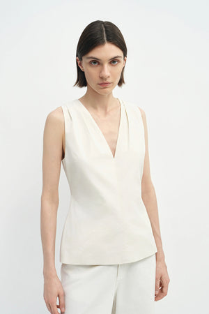 Sora V-Neck Top Egret