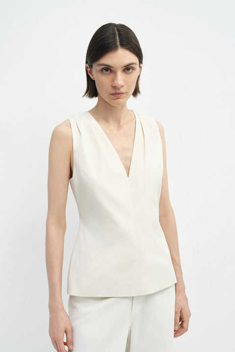 Sora V-Neck Top Egret