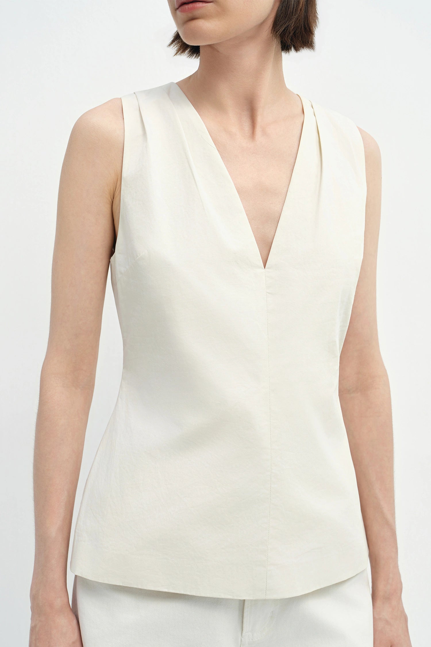 Sora V-Neck Top Egret