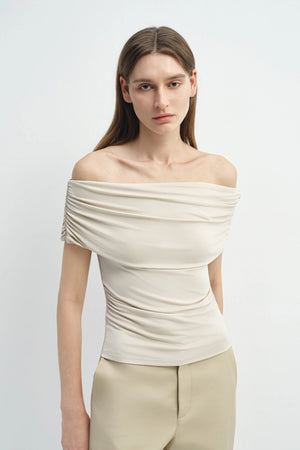 Sol Draped Off Shoulder Top Oat