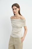 Sol Draped Off Shoulder Top Oat